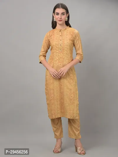 Beautiful A-Line Yellow Self Pattern Cotton Blend Kurta Bottom Set For Women