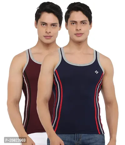 Stylish Cotton Striped Vests For Men- Pack Of 2