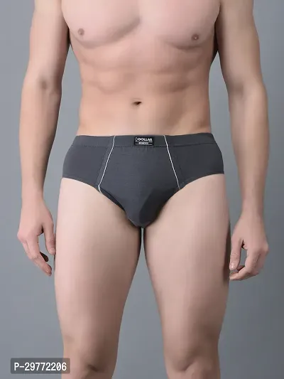 Stylish Grey Cotton Blend Solid Brief For Men-thumb0