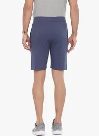 Stylish Blue Cotton Solid Regular Shorts For Men-thumb1