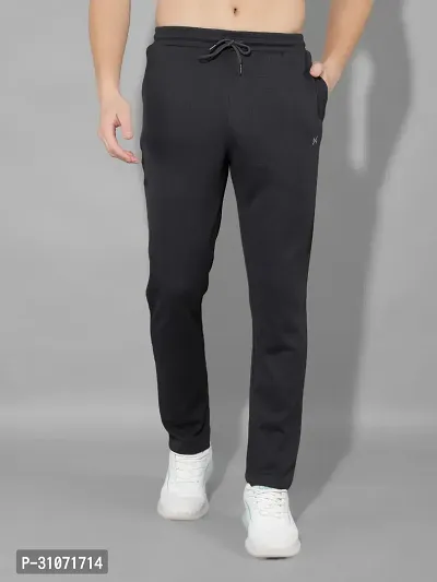 Stylish Black Polyester Solid Regular Fit Sports Track Pant For Men