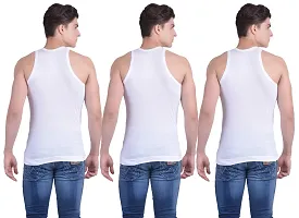 Pack of 3 Dollar Bigboss Men's Fine White Cotton Vest - White Colour-thumb3