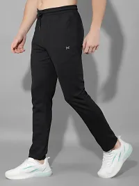 Stylish Black Polyester Solid Regular Fit Sports Track Pant For Men-thumb1