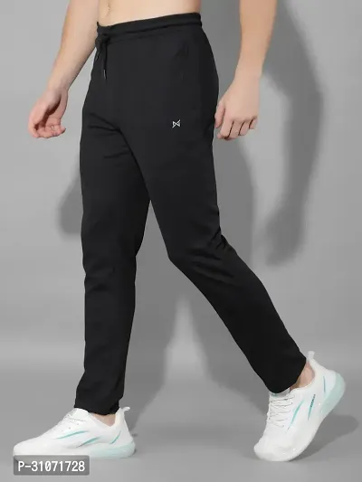 Stylish Black Polyester Solid Regular Fit Sports Track Pant For Men-thumb2