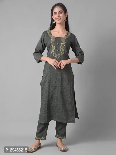 Beautiful A-Line Green Self Pattern Cotton Blend Kurta Bottom Set For Women