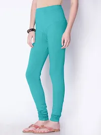 Stylish Cotton Solid Sea Green Color Slim fit Comfortable Churidar Leggings For Women-thumb2