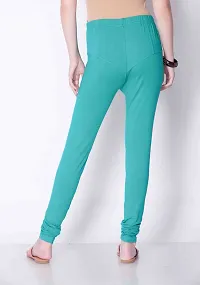 Stylish Cotton Solid Jade Color Slim fit Comfortable Churidar Leggings For Women-thumb1