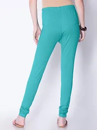 Stylish Cotton Solid Sea Green Color Slim fit Comfortable Churidar Leggings For Women-thumb1