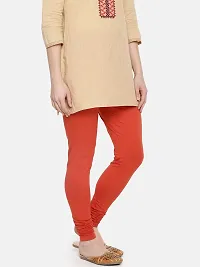 Stylish Cotton Solid Reddish Orange Color Slim fit Comfortable Churidar Leggings For Women-thumb2