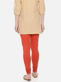 Stylish Cotton Solid Reddish Orange Color Slim fit Comfortable Churidar Leggings For Women-thumb1