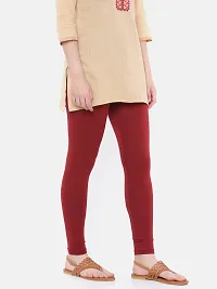 Stylish Maroon Cotton Solid Ankle Length Leggings For Women-thumb2