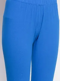 Stylish Blue Cotton Solid Ankle Length Leggings For Women-thumb4