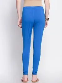 Stylish Blue Cotton Solid Ankle Length Leggings For Women-thumb1