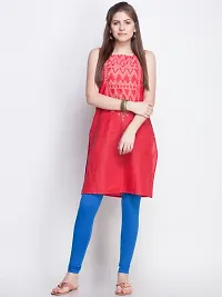 Stylish Blue Cotton Solid Ankle Length Leggings For Women-thumb3