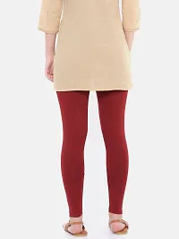 Stylish Maroon Cotton Solid Ankle Length Leggings For Women-thumb1