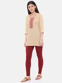 Stylish Maroon Cotton Solid Ankle Length Leggings For Women-thumb3