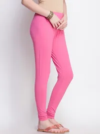 Stylish Pink Cotton Solid Ankle Length Leggings For Women-thumb2