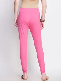 Stylish Pink Cotton Solid Ankle Length Leggings For Women-thumb1