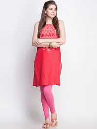 Stylish Pink Cotton Solid Ankle Length Leggings For Women-thumb3