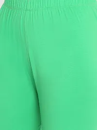 Stylish Green Cotton Solid Ankle Length Leggings For Women-thumb4