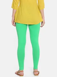 Stylish Green Cotton Solid Ankle Length Leggings For Women-thumb1