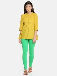 Stylish Green Cotton Solid Ankle Length Leggings For Women-thumb3