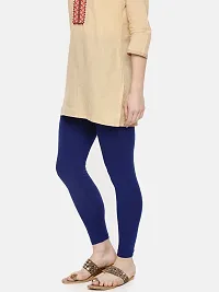 Stylish Blue Cotton Solid Ankle Length Leggings For Women-thumb2