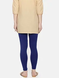 Stylish Blue Cotton Solid Ankle Length Leggings For Women-thumb1