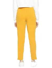 Reliable Yellow Cotton Solid Straight Fit Cigarette Trousers For Women-thumb1