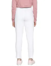 Reliable White Cotton Solid Straight Fit Cigarette Trousers For Women-thumb1