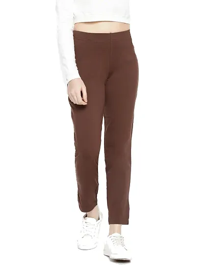 Reliable Solid Straight Fit Cigarette Trousers For Women