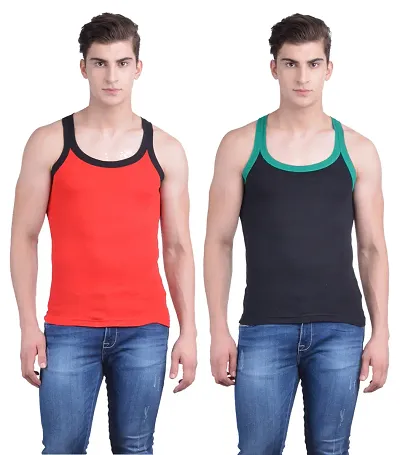 Dollar Big Boss Solid Gym Vest Assorted Pack of 2