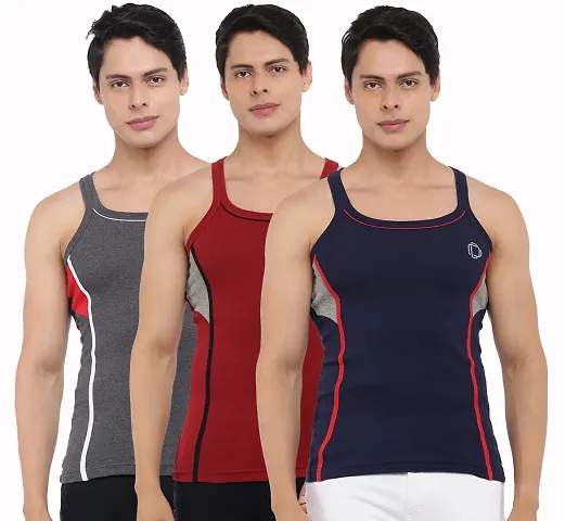 Dollar Cotton Solid Gym Vest Assorted Pack of 3