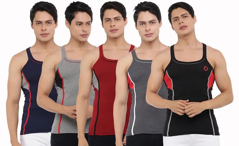 Dollar Big Boss Solid Gym Vest Assorted Pack of 5