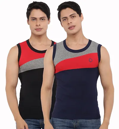 Dollar Bigboss Men Pack of 2 BB13 Solid Gym Vest