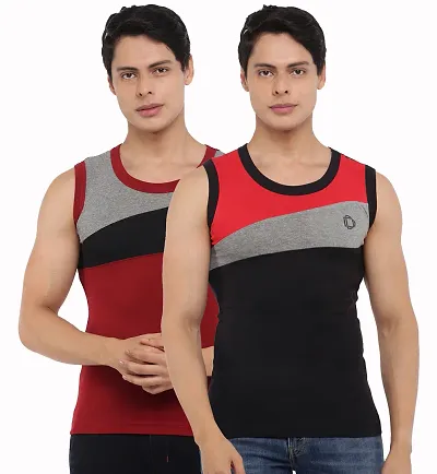 Dollar Bigboss Men Pack of 2 BB13 Solid Gym Vest