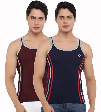 Dollar Bigboss Men Pack of 2 BB14 Solid Gym Vest