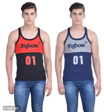 Dollar Bigboss  Men Assorted Pack of 2 BB17 Solid Gym Vest