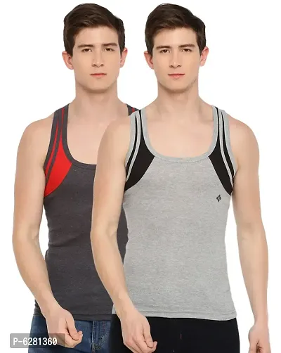 Dollar Bigboss  Men Assorted Pack of 2 BB18 Solid Gym Vest