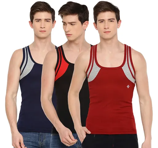 Dollar Bigboss Men Pack of 3 BB18 Solid Gym Vest