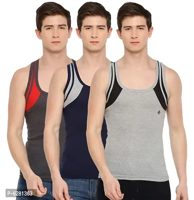 Dollar Bigboss  Men Assorted Pack of 3 BB18 Solid Gym Vest-thumb0