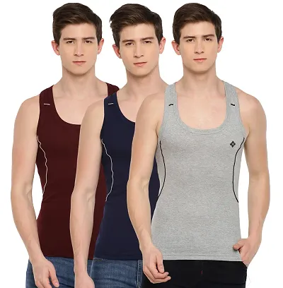 Dollar Big Boss Solid Gym Vest Assorted Pack of 3