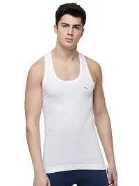 White Cotton Basic Vest For Men-thumb1