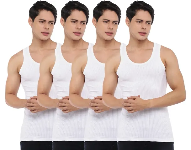 Dollar Big Boss Solid Cotton Vest Pack of 4