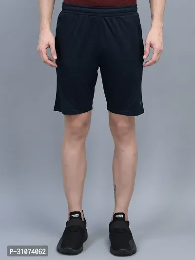 Stylish Blue Polyester Solid Sports Shorts For Men