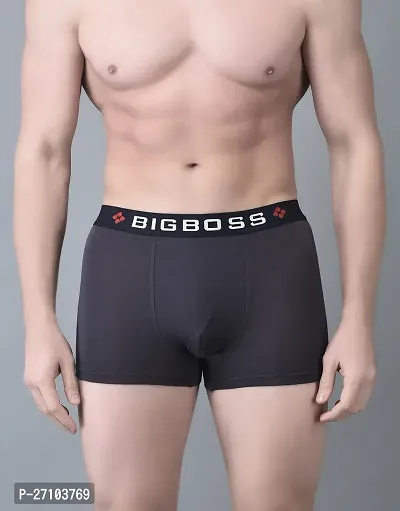 Stylish Grey Cotton Blend Solid Trunks For Men