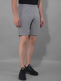 Stylish Grey Polyester Solid Sports Shorts For Men-thumb1