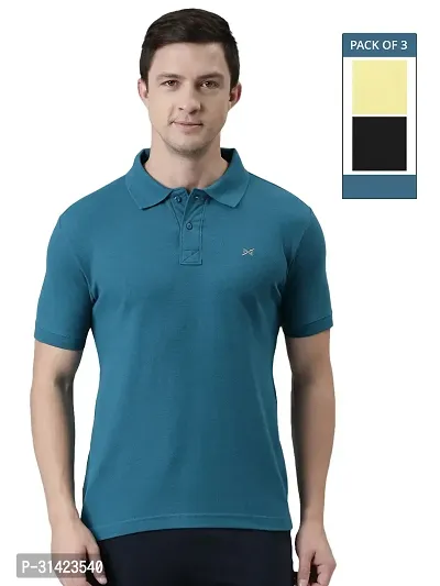 Reliable Multicoloured Cotton Solid Polos For Men Pack Of 3-thumb0