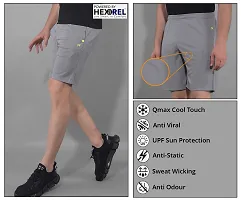 Stylish Grey Polyester Solid Sports Shorts For Men-thumb4