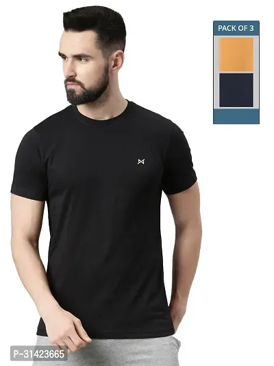 Reliable Multicoloured Cotton Solid Round Neck Tshirt For Men Pack Of 3